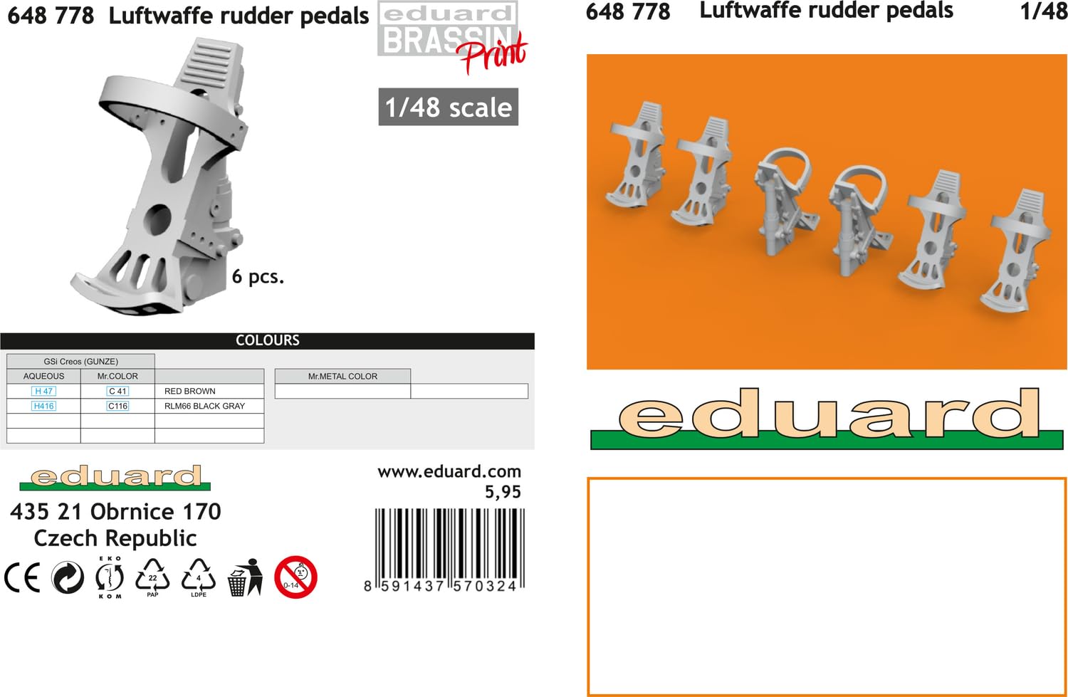 Eduard 1/48 Scale Model Ladder Pedals Set for WWII German Aircraft