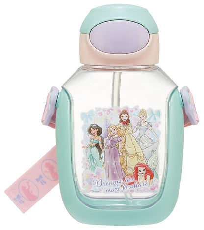 Skater Kids Straw Water Bottle 530ml with Disney Princess Design