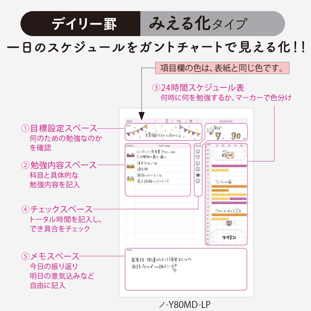 KOKUYO Campus Study Planner Daily Notebook A5 Light Pink