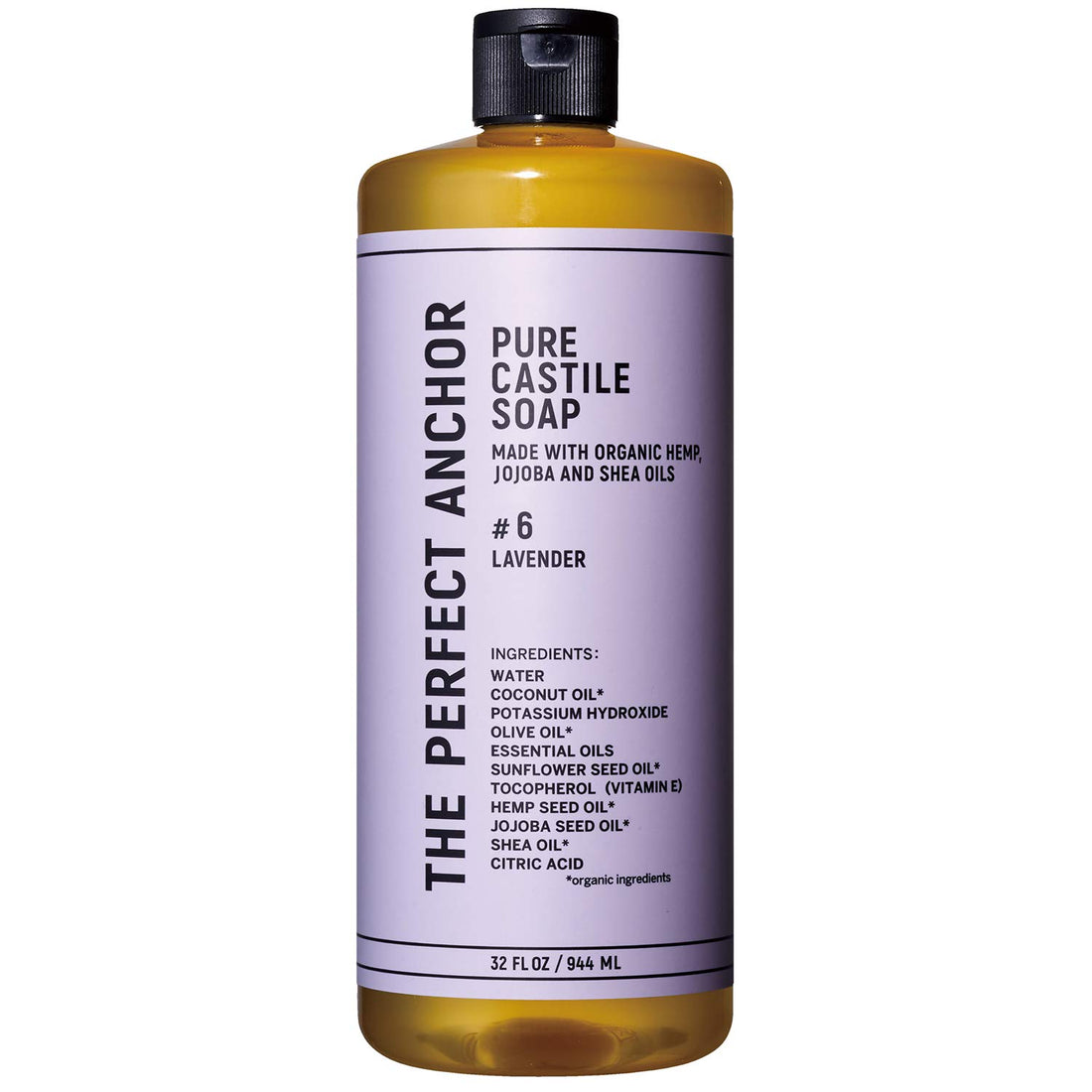 The Perfect Anchor Pure Castile Soap 944ml Lavender Organic Cleanser