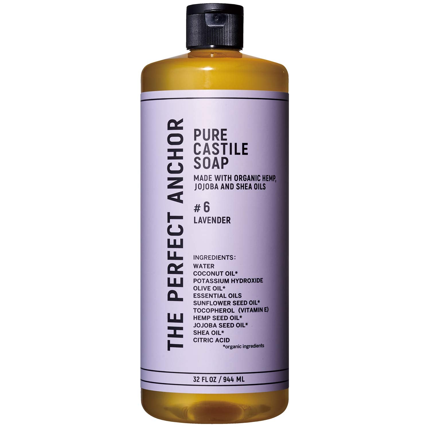 The Perfect Anchor Pure Castile Soap 944ml Lavender Organic Cleanser