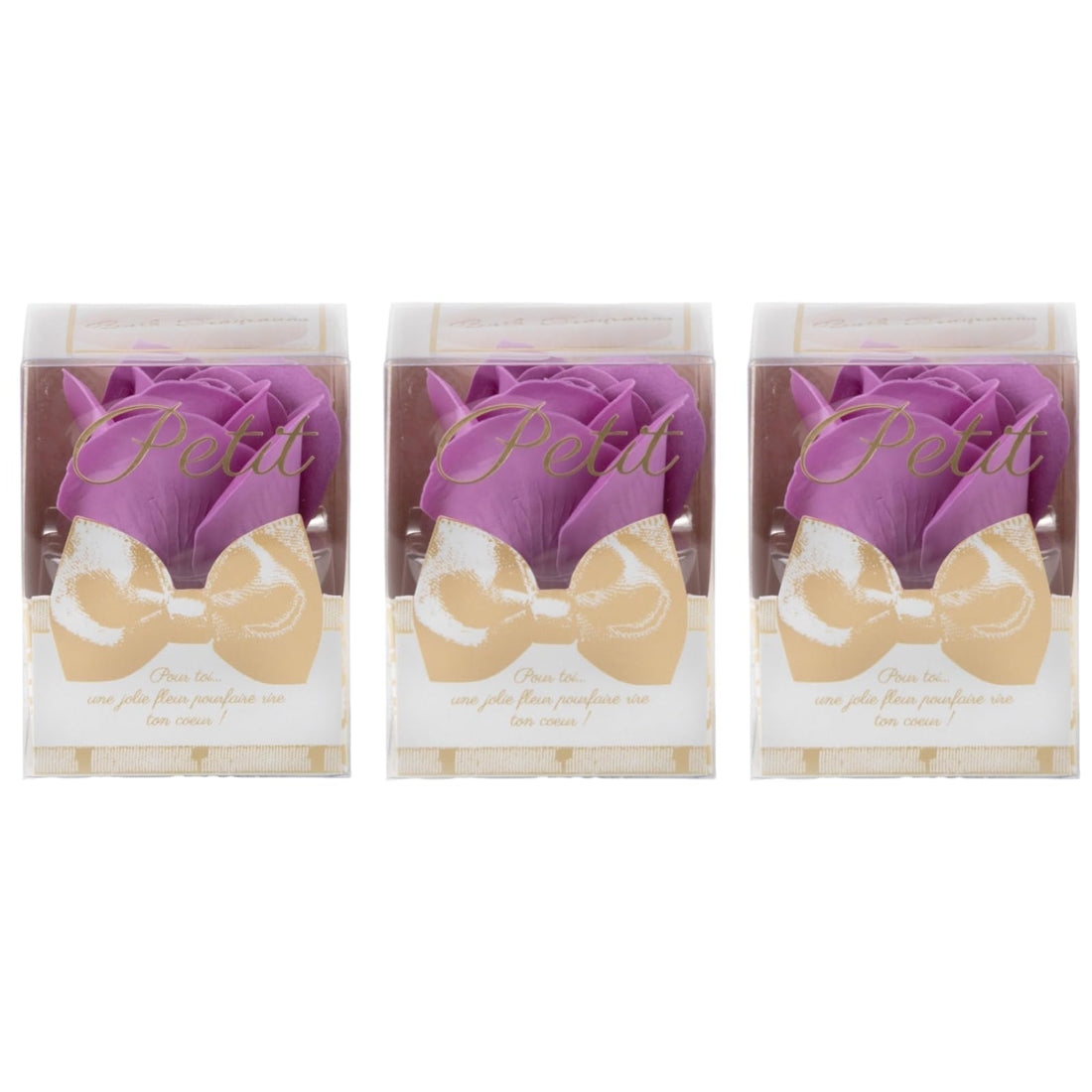 Q-FLA Bath Soak Soap Flower Set of 3 Purple Roses for Gifts