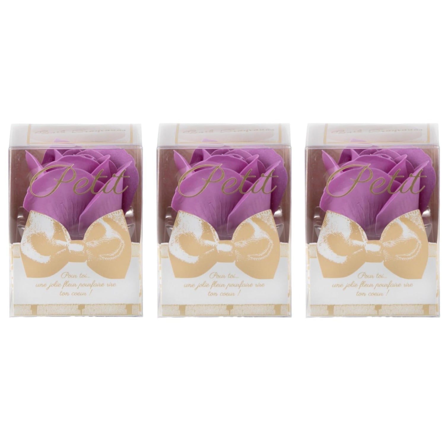 Q-FLA Bath Soak Soap Flower Set of 3 Purple Roses for Gifts