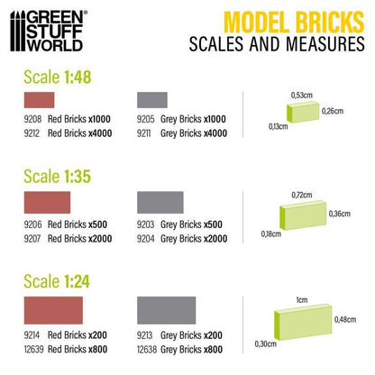 Green Stuff World 1/35 Diorama Brick Set Gray 500 Pack Miniature Accessory