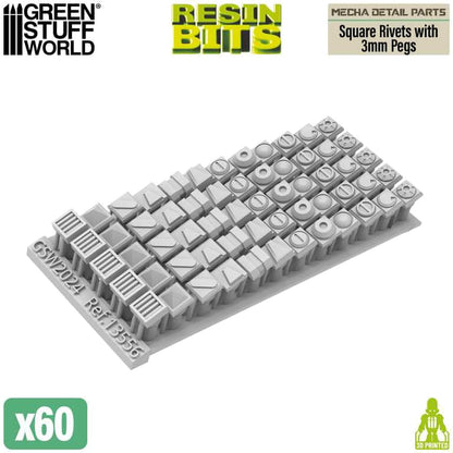 Green Staff World Model Detail Parts Set with 60 Rivets for Scale Models