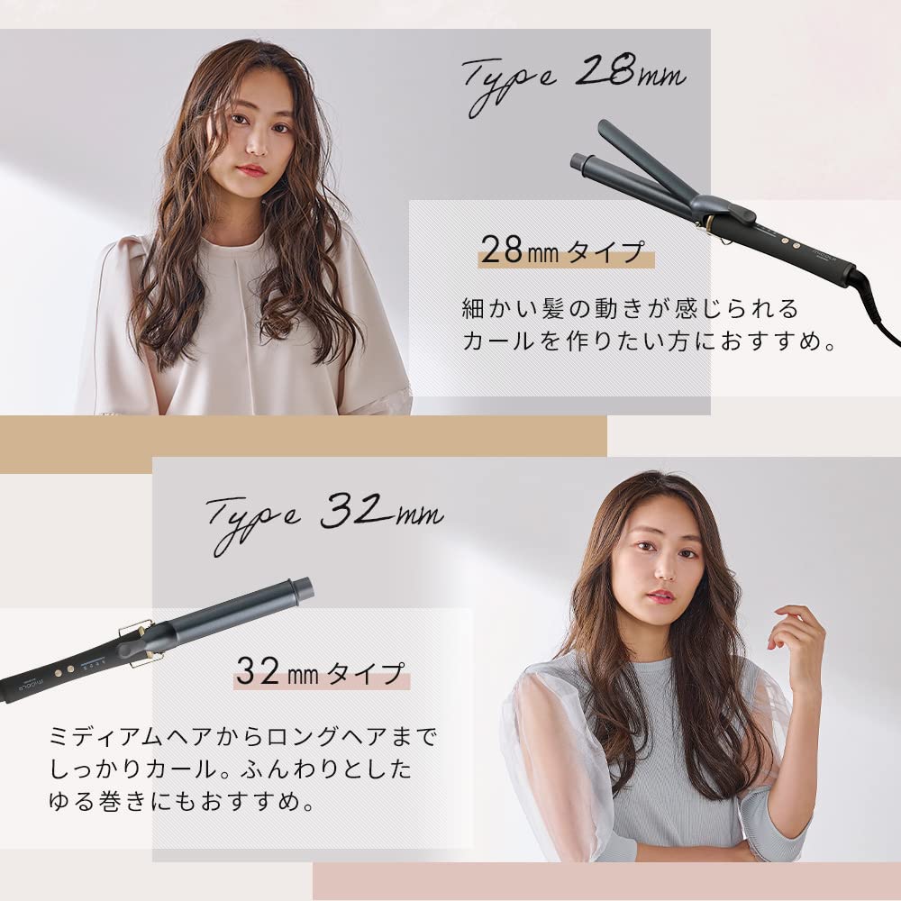 IRIS OHYAMA MiCOLA Curling Iron 32mm Adjustable Temperature Dark Gray