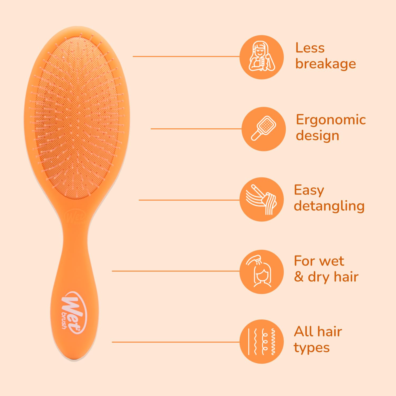 Wet Brush Original Detangler Summer Quenchers Orange Crush