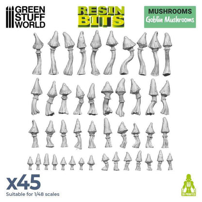 Green Staff World 3D Printed Goblin and Mushroom Diorama Accessory Set 45 Pieces