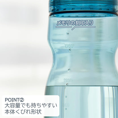OSK LIPPY Water Bottle 1500mL Lightweight Gray Japanese Design