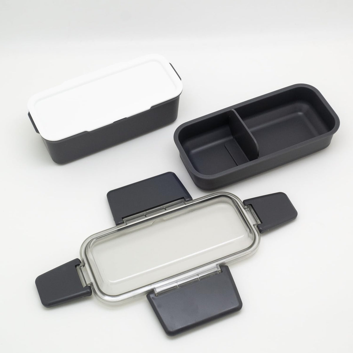 OSK Two-Tier Lunch Box with Divider Calm Color Charcoal 700ml