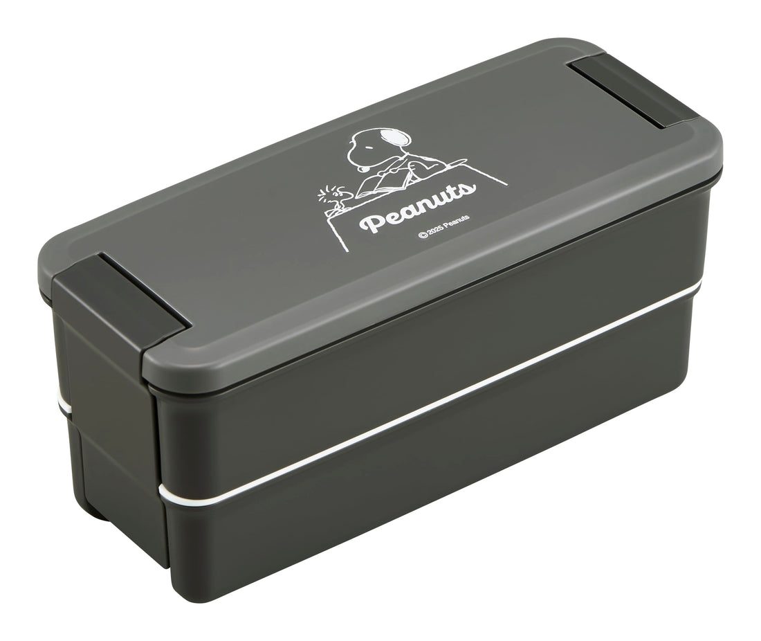 OSK Two-Tier Lunch Box with Divider Snoopy Black 340ml 310ml