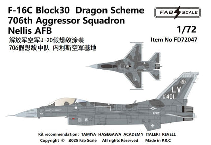 Fab Scale 1/72 F-16C Block 30 Dragon Scheme Model Decals