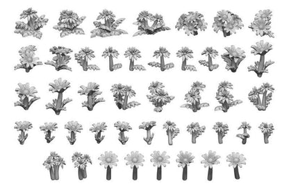 Green Stuff World Diorama Accessory 3D Printed Set of 44 Daisy and Dandelion