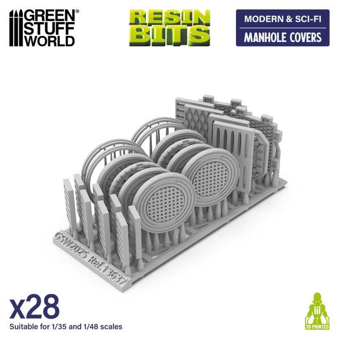 Green Stuff World 1/48 Scale 3D Printed Manhole Cover Kit