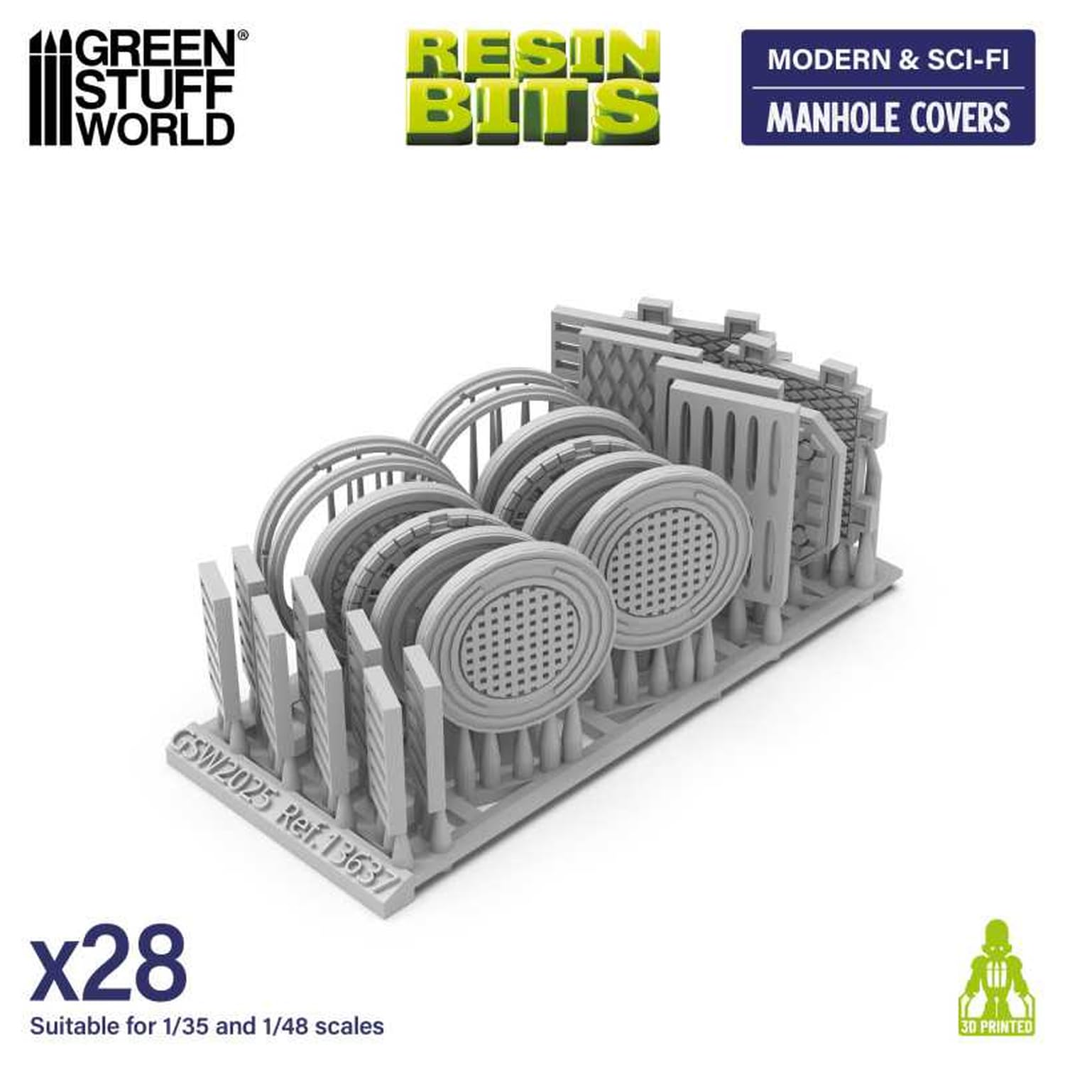 Green Stuff World 1/48 Scale 3D Printed Manhole Cover Kit