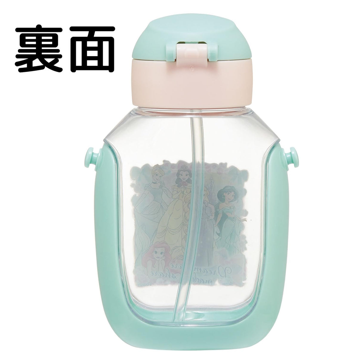 Skater Kids Straw Water Bottle 530ml with Disney Princess Design