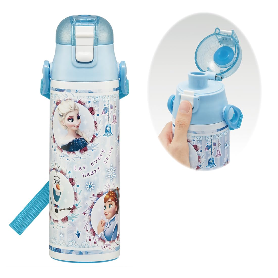 Skater Stainless Steel Kids Water Bottle Direct Drink Lightweight Disney Frozen Cold Insulation 580ml