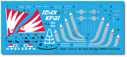 DEF.MODEL 1/72 Scale Korean Air Force KF-21 Boramae Decal Set