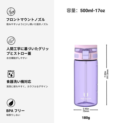 Super Sparrow Water Bottle 500ml BPA-Free with Straw
