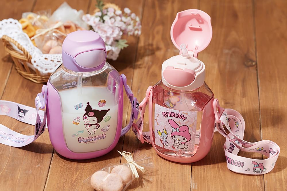 Skater Straw Water Bottle 530ml with One Push for Kids