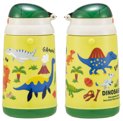 Skater Silicone Straw Water Bottle 400ml with Dinosaur Design