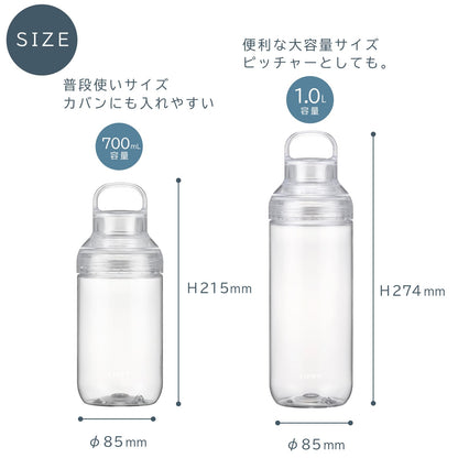 OSK Water Bottle 1000ml Clear Gray Lightweight Made in Japan