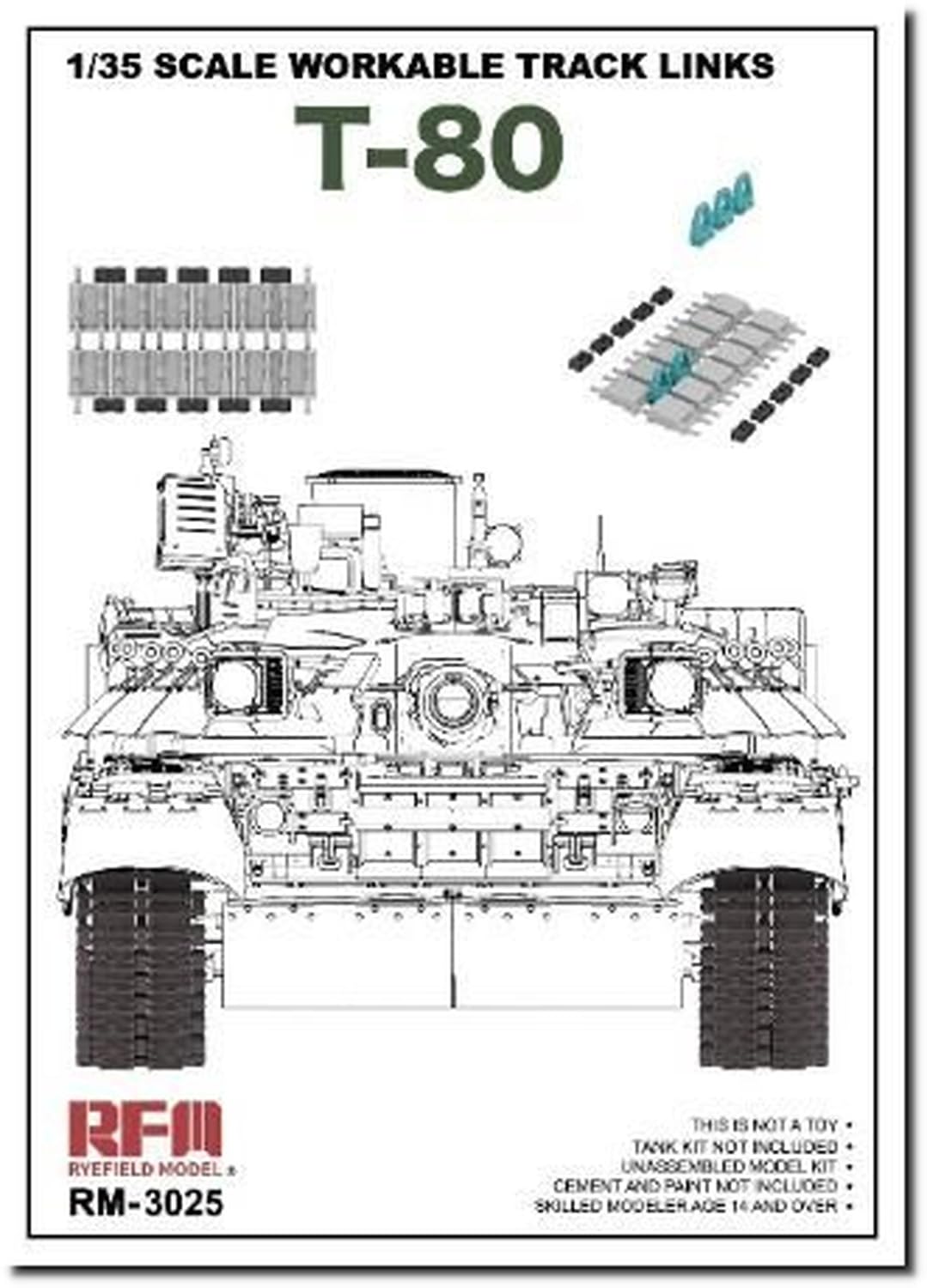 Rye Field Model 1/35 T-80 Series Movable Track Plastic Model Kit