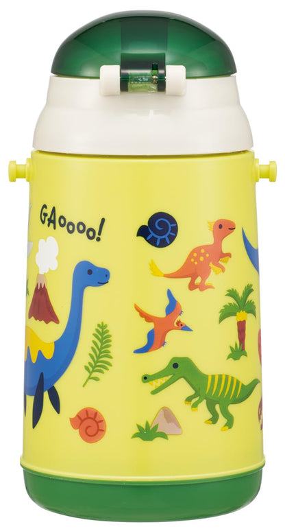 Skater Silicone Straw Water Bottle 400ml with Dinosaur Design