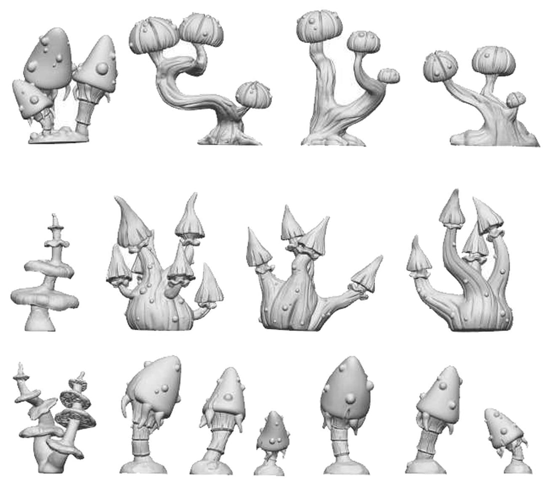 Green Stuff World Fantasy Mushroom Diorama Accessory Set 45 Pieces