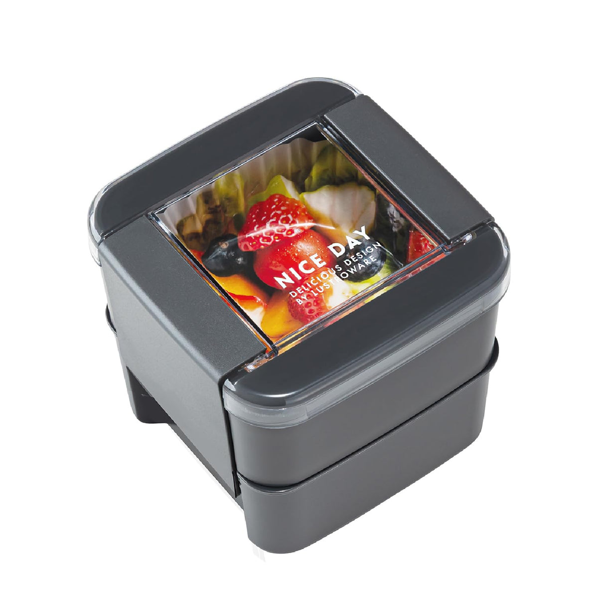 Lustroware Bento Box 680ml Two-Tier Square Easy Care Microwave Safe