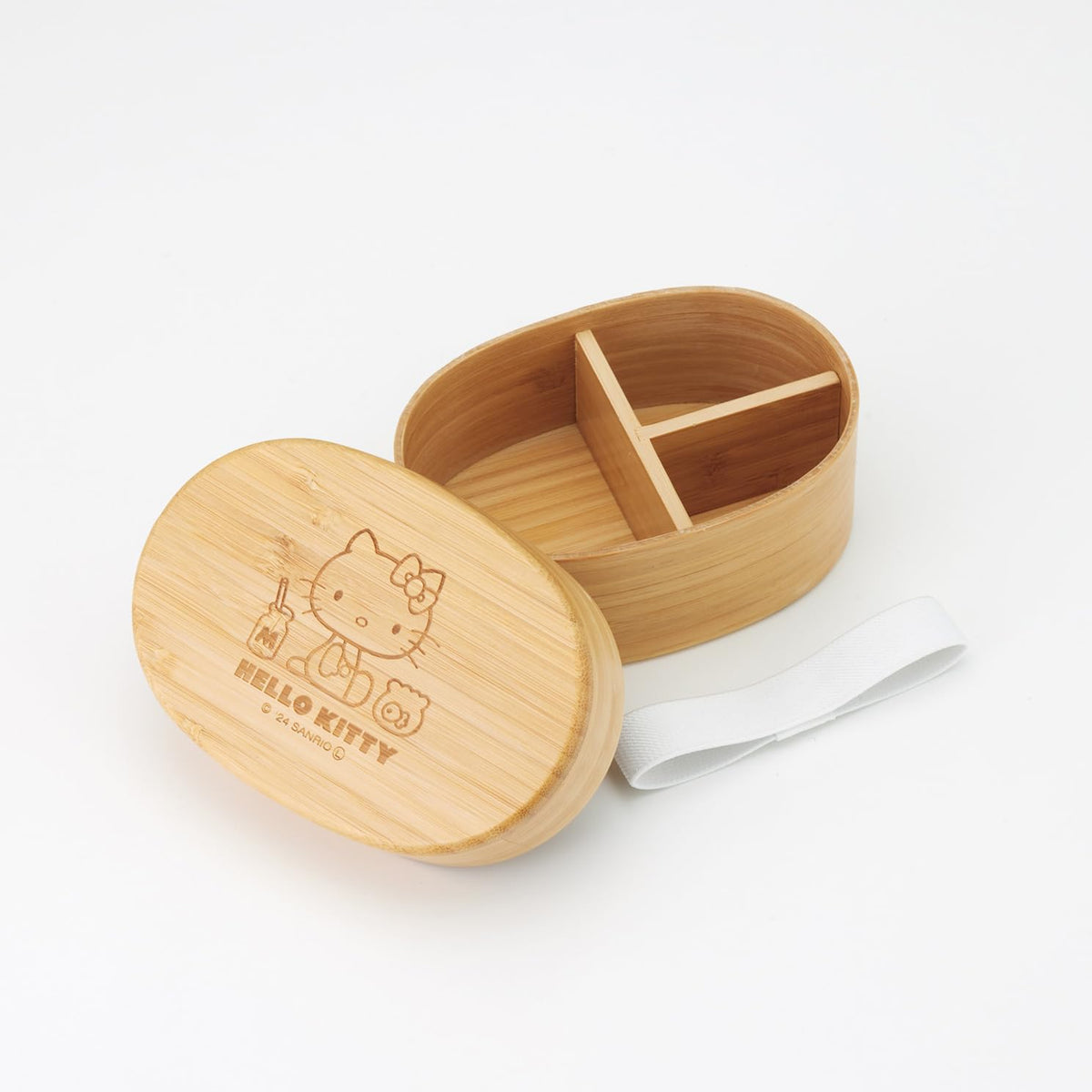 Skater Bamboo Lunch Box 400ml with Dividers and Belt