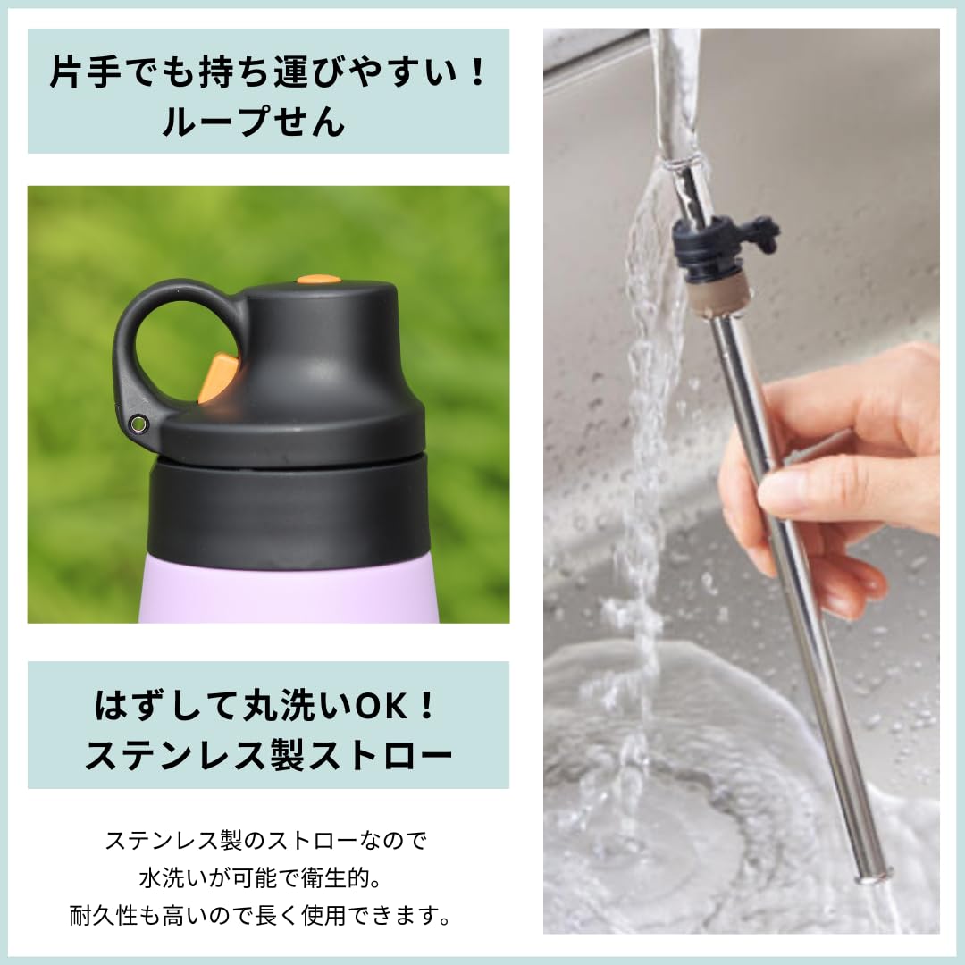 TIGER Stainless Steel Water Bottle with Straw 350ml for Everyday Use