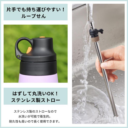 TIGER Stainless Steel Water Bottle with Straw 350ml for Everyday Use