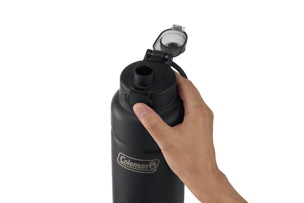 Coleman(コールマン) 真空断熱スポーツボトル/1.1L(ジェットブラック) 水筒 保冷 直飲み スポーツドリンク対応 ワンタッチオープン ハンドル付き セラミック加工