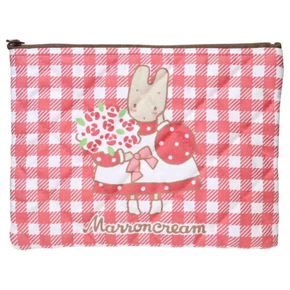 Watanabe Sanrio Characters Quilted Pouch with Maron Cream Design