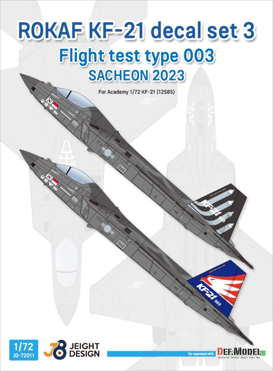 DEF.MODEL 1/72 Scale Korean Air Force KF-21 Boramae Decal Set