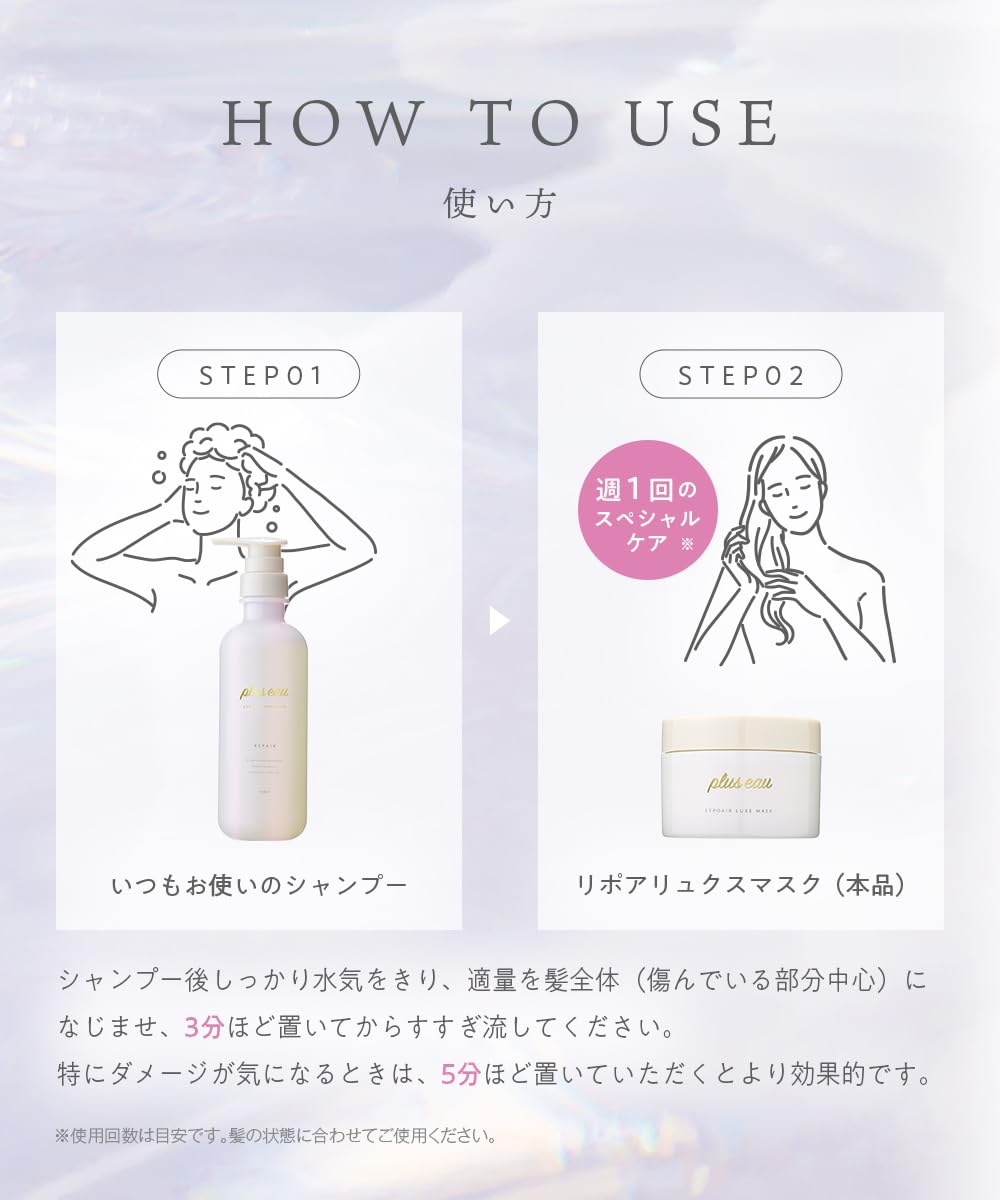 plus eau Hair Mask 180g for Frizz Control with White Floral and Pear Scent