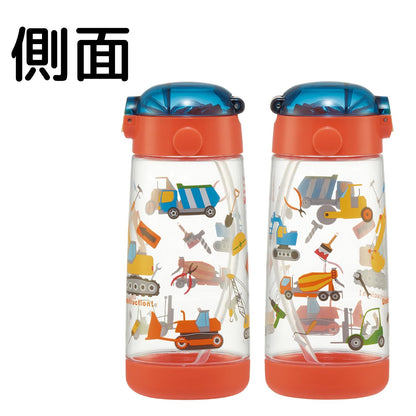 Skater Kids Straw Water Bottle 480ml with One-Touch Silicone Design