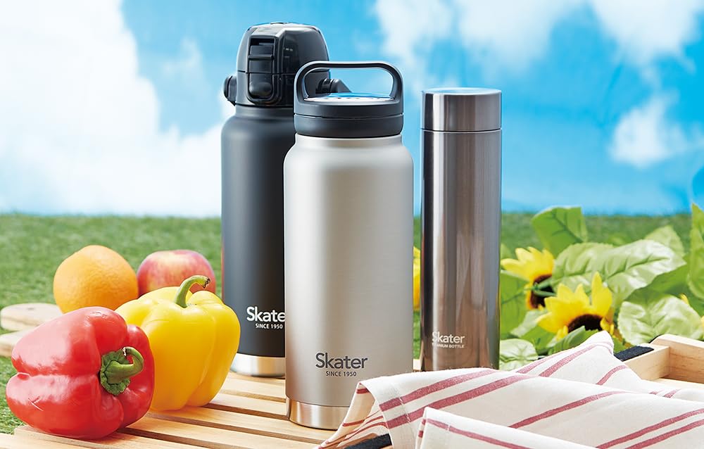 Skater Stainless Steel Direct Bottle with Handle 1000ml Black