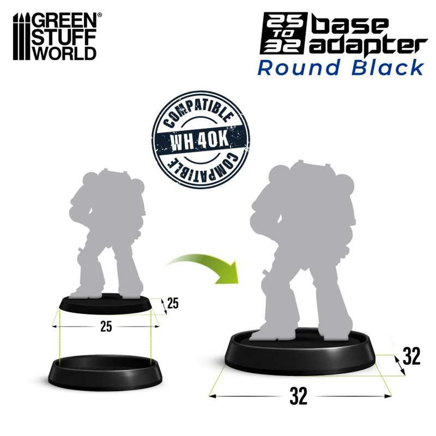 Green Stuff World Round Plastic Display Base 32mm Diameter Pack of 20