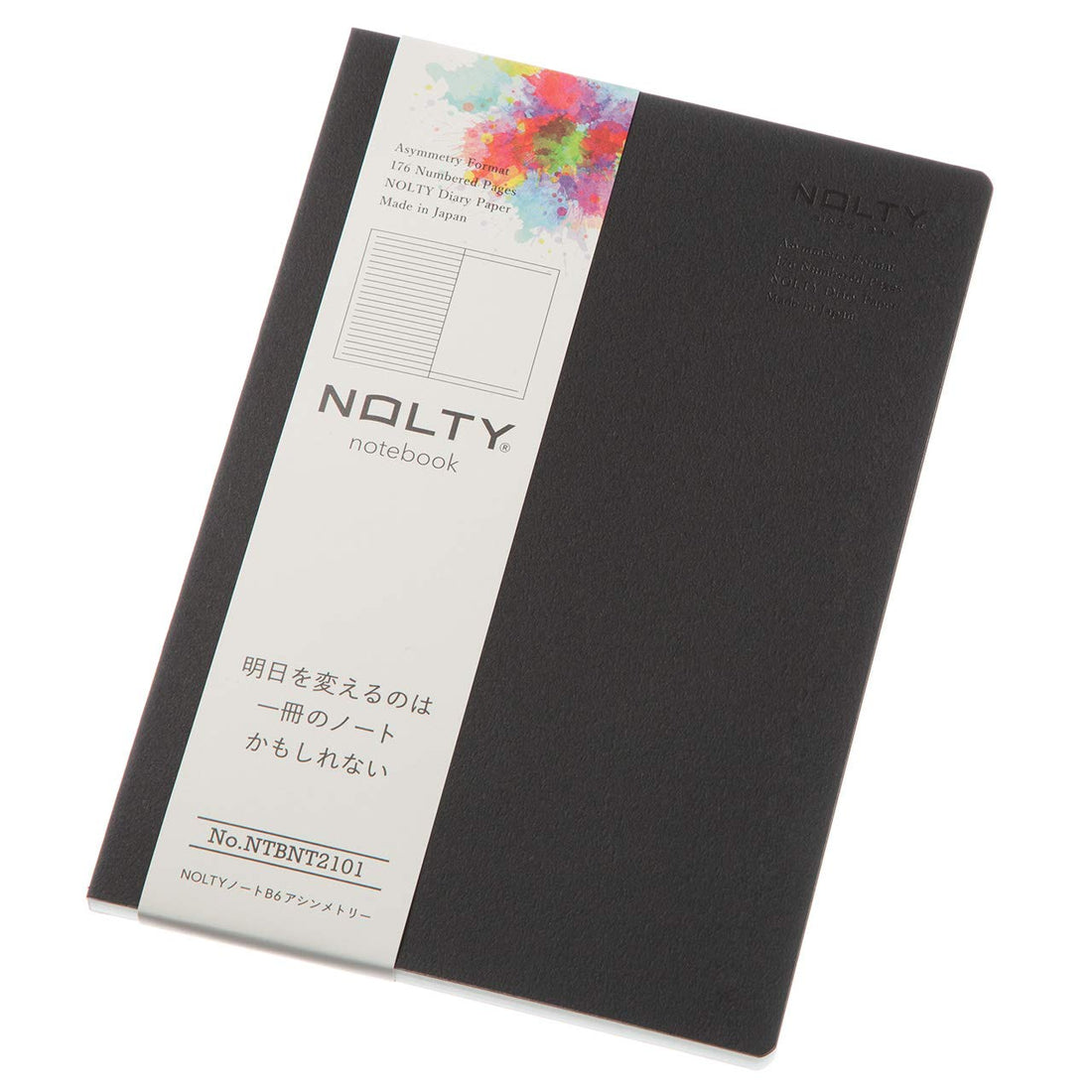 NOLTY B6 Asymmetrical Notebook with 6mm Dot Grid in Black