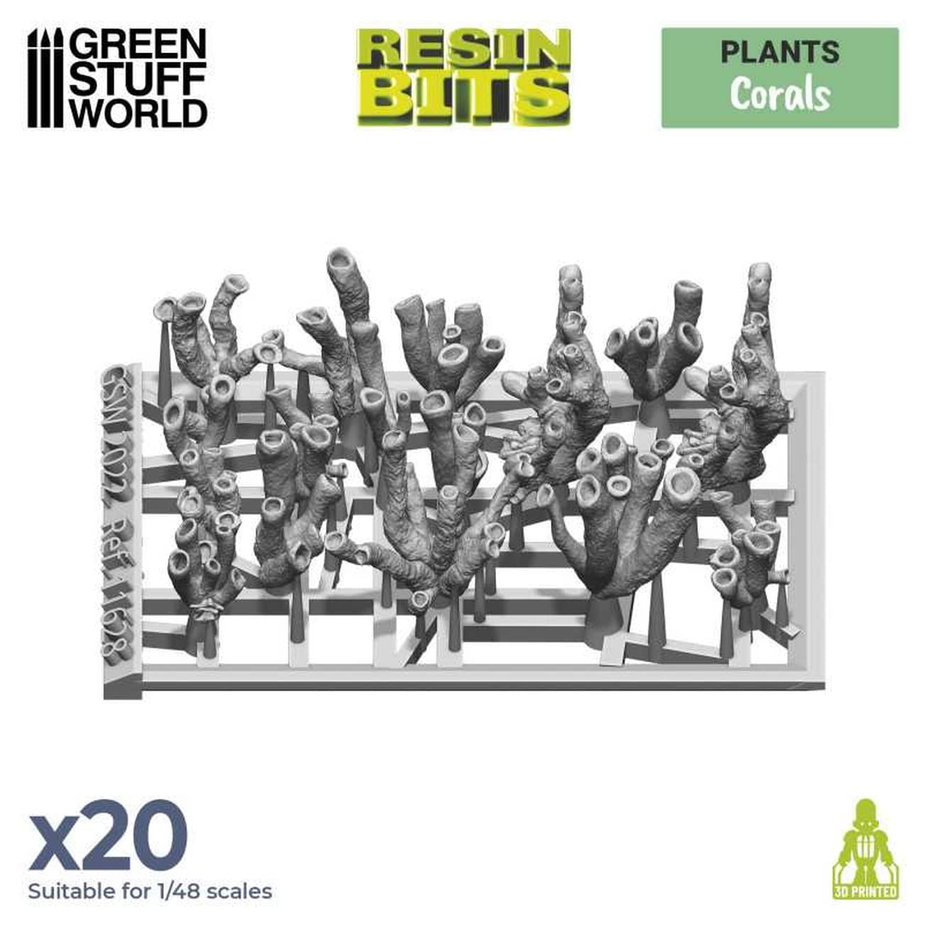 Green Stuff World Diorama Accessories Coral 3D Print Set of 20 for Models