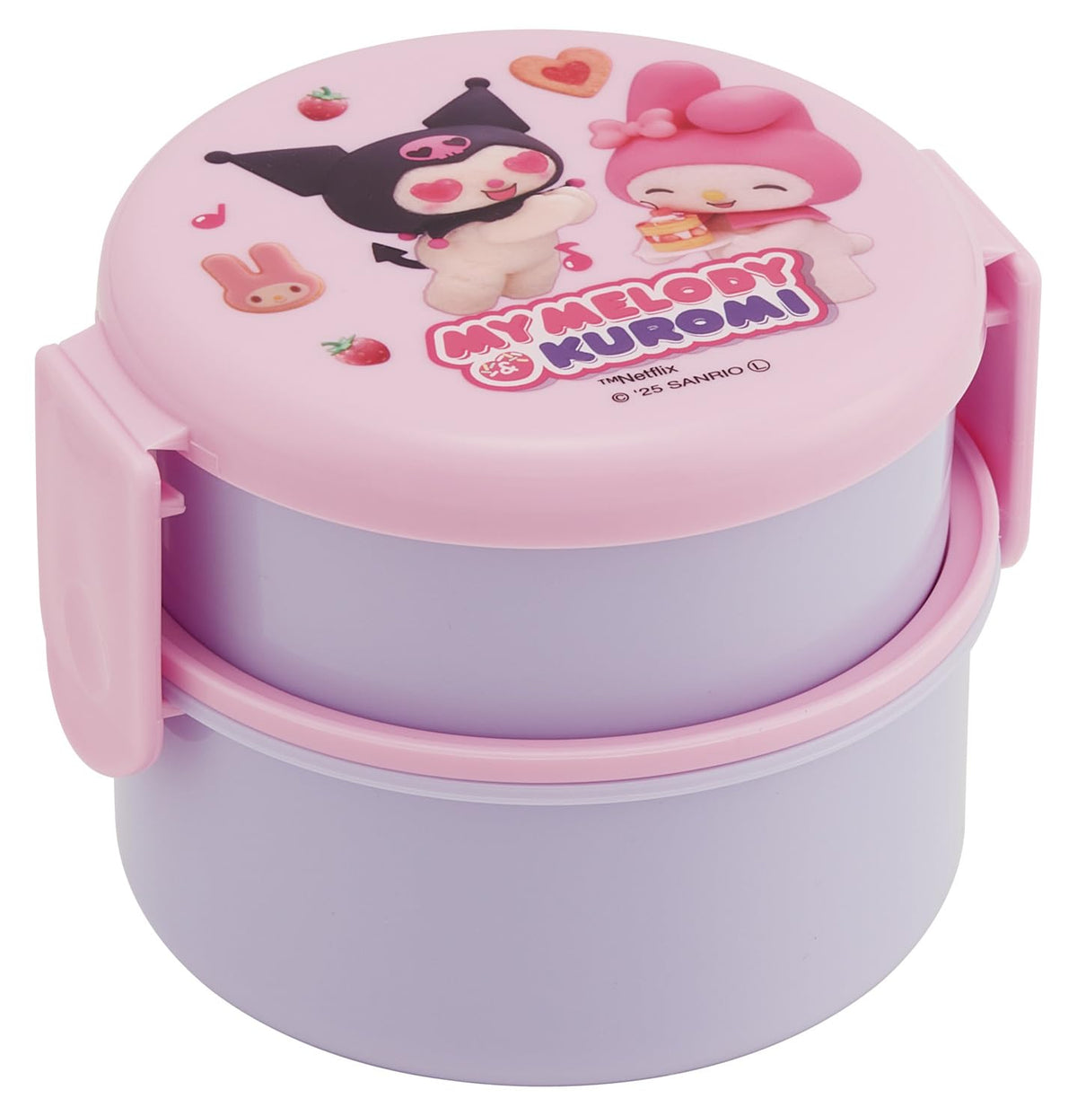 Skater Round Lunch Box 500ml with Fork Made in Japan My Melody &amp; Kuromi Design