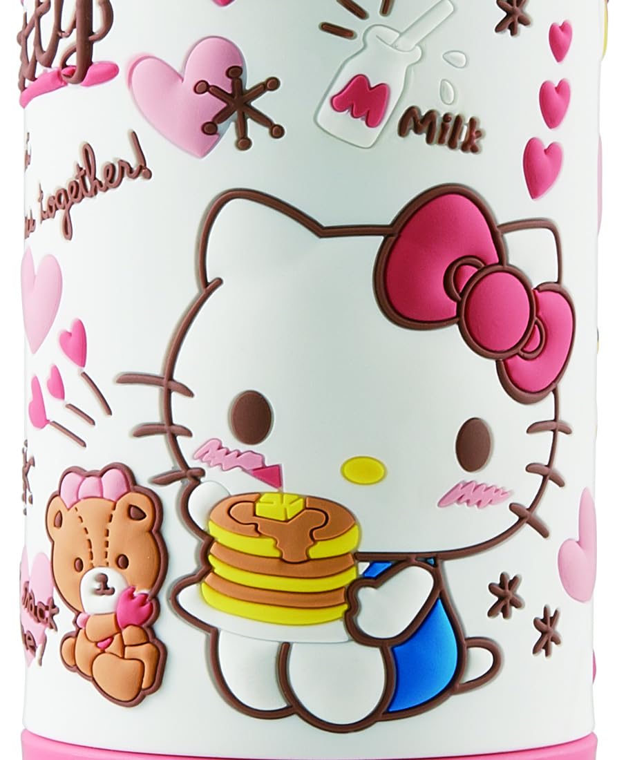 Skater Stainless Steel Kids Water Bottle 380ml with Straw Hello Kitty