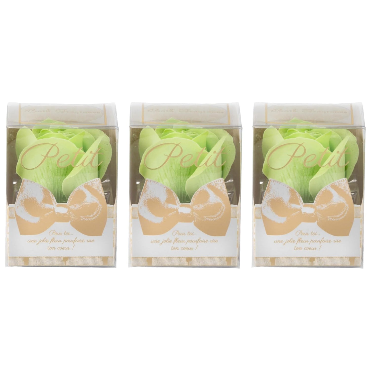 Q-FLA Bath Soak Soap Flower Set of 3 Green Rose for Gifts