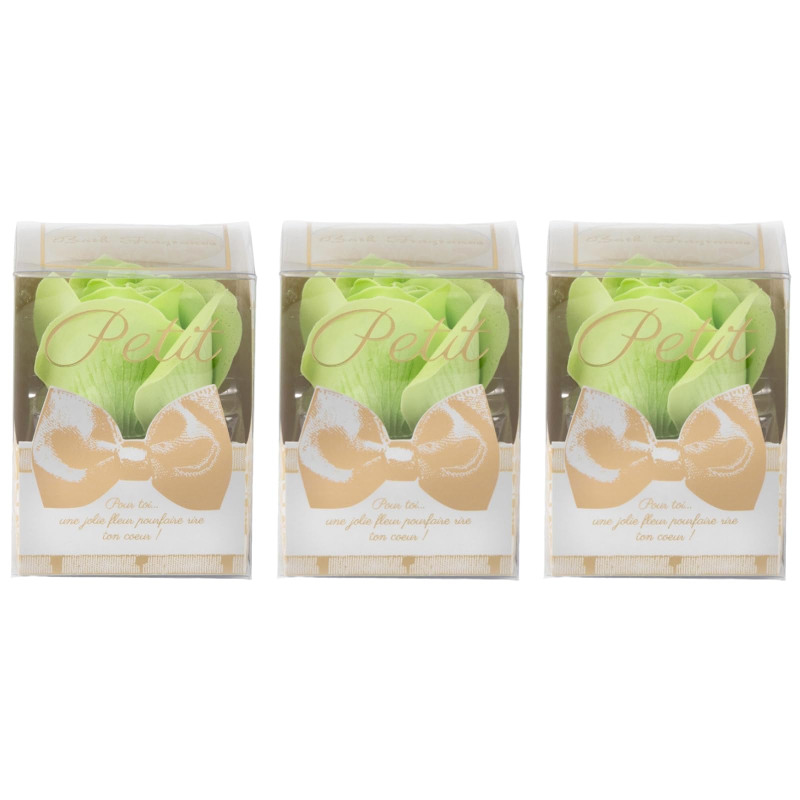 Q-FLA Bath Soak Soap Flower Set of 3 Green Rose for Gifts