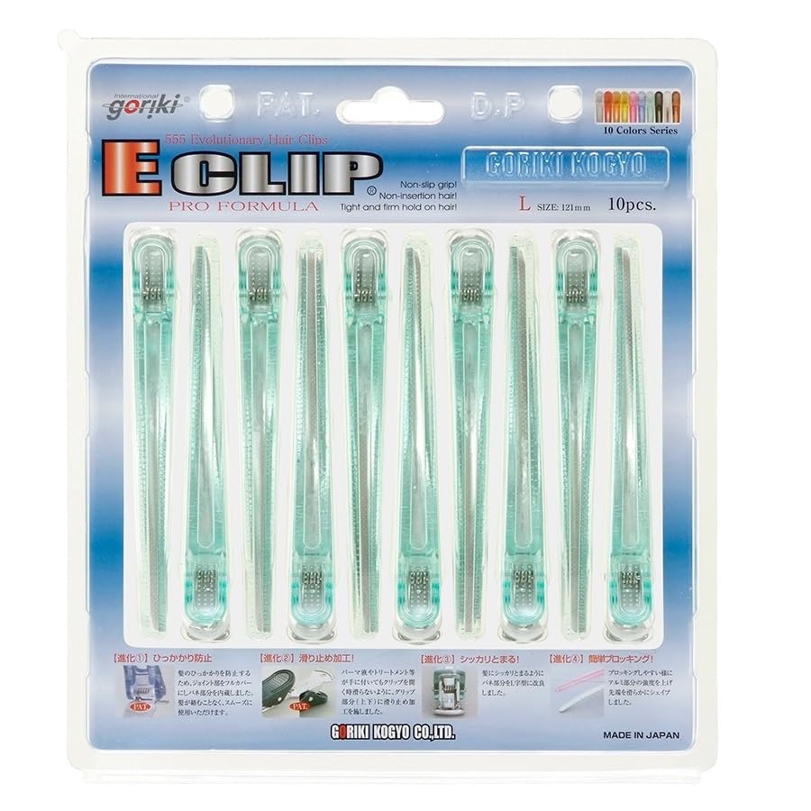 Gochikarakougyou E Clip Large Clear Green 10 Pack