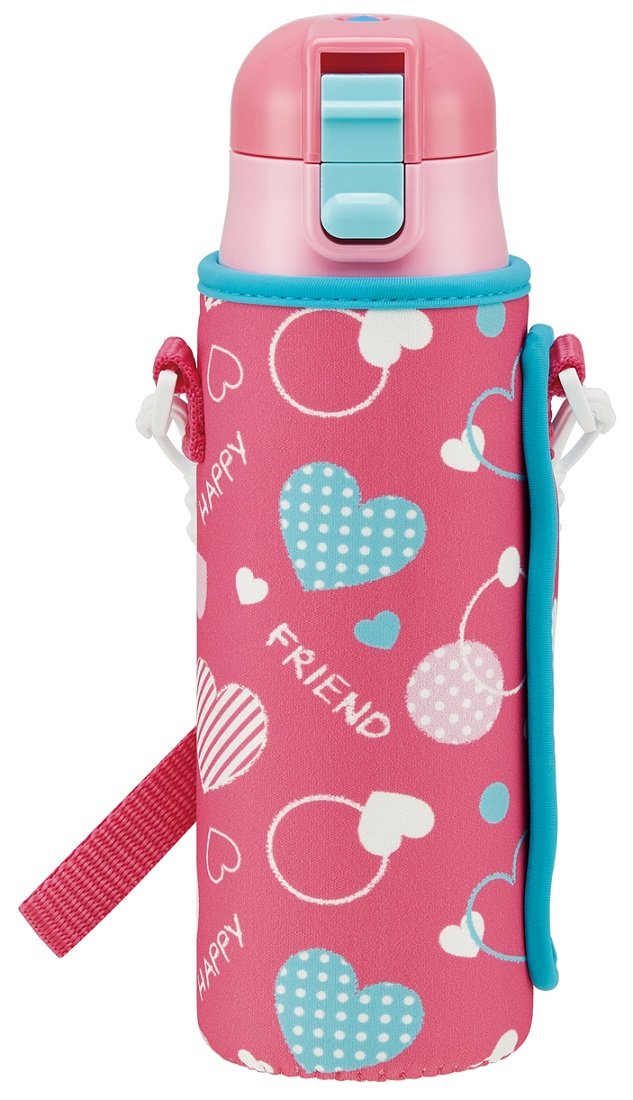 Skater Kids Water Bottle with Heart Polka Dots 470ml