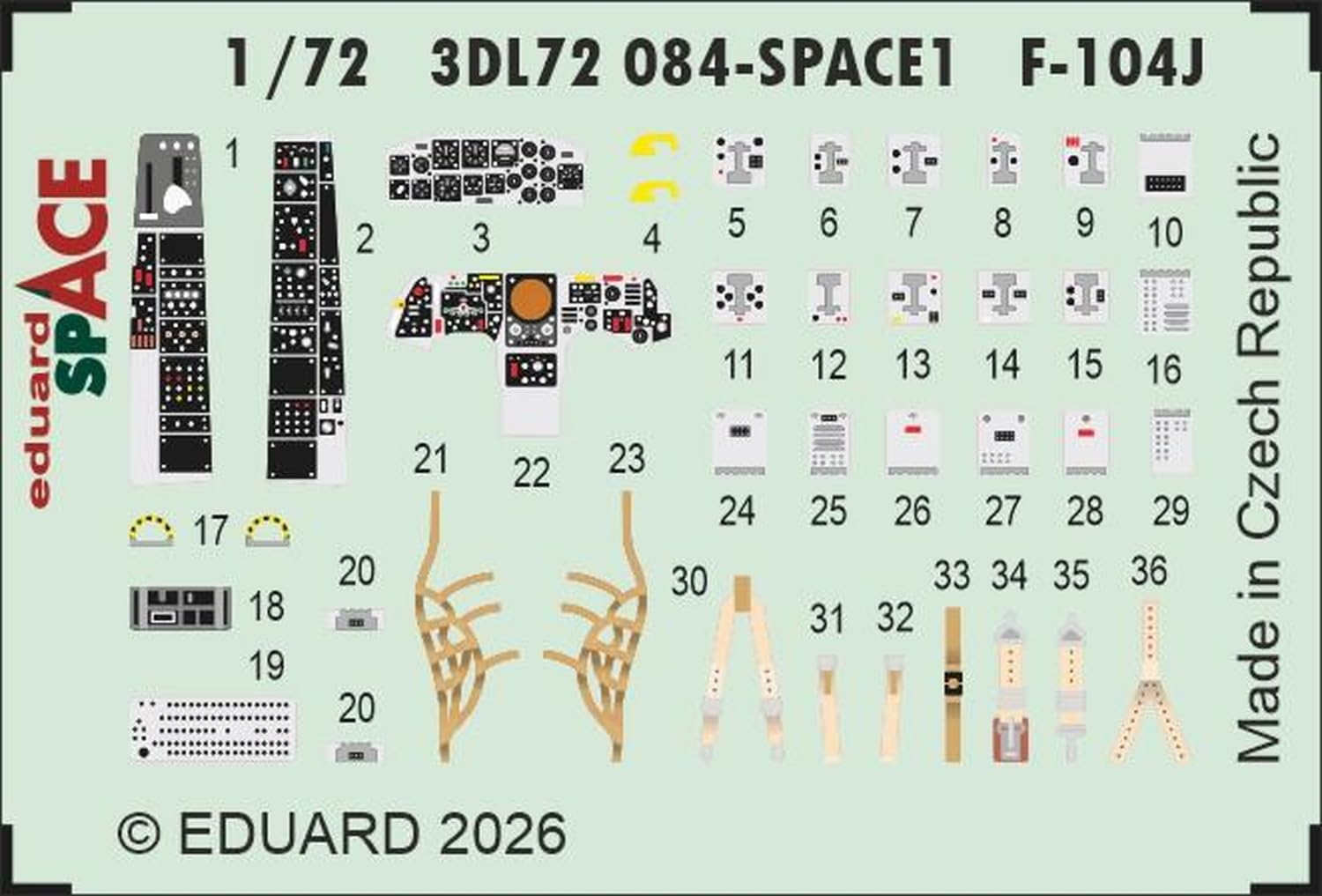 Eduard 1/72 Scale Model Parts Set for Lockheed F-104J with 3D Decals