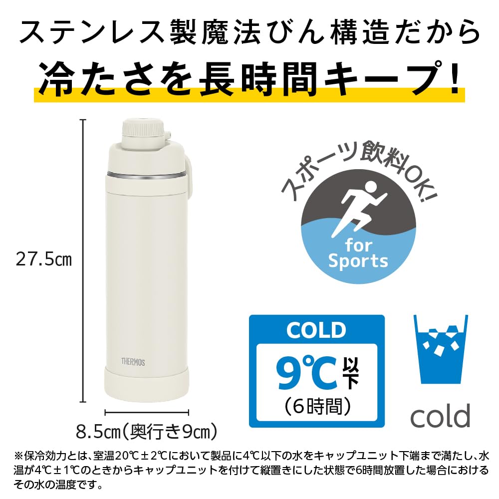 THERMOS Vacuum-Insulated Sports Bottle with Handle, Ivory White, 1L, FJU-1001 IVWH